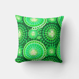 Almofada Starbursts e pinwheels, verde escuro do pinho