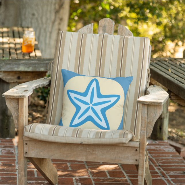 Almofada Starfish azul em um círculo amarelo (Cadeira)