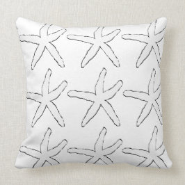Almofada Starfish Black White Padrões Elegante Cotton Praia