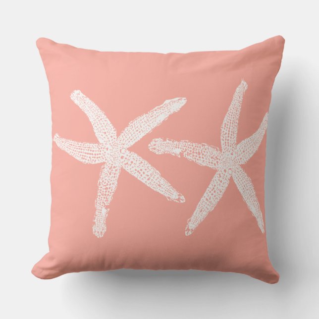 Almofada Starfish Branco Salmão Rosa Laranja Algodão de Pra (Frente)