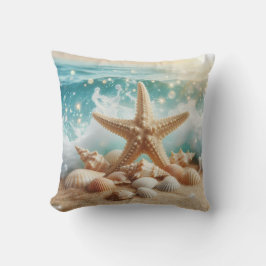Almofada Starfish Cónico Seashell Tropical Beach Ocean Wave