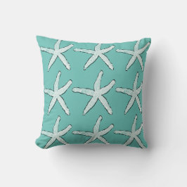 Almofada Starfish Patterin Beach Coastal Teal Blue Christma