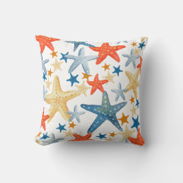 Almofada Starfish Seashell Pattern Blue Orange Coaster
