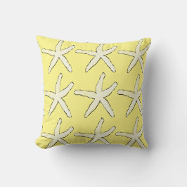 Almofada Starfish Yellow White Pattern Elegant Beach Cute