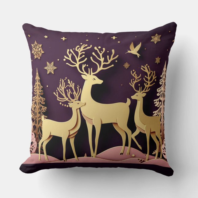 Almofada Starlight Stags – Dreamlike Holiday Pattern (Frente)