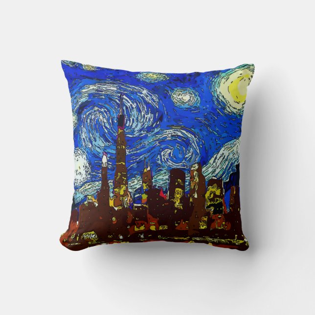 Almofada Starry Night Chicago, (Frente)