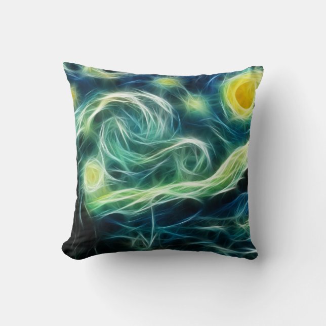 Almofada Starry Night Van Gogh Arte Fractal (Frente)