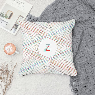 Almofada Starry White Monograma ・ Estrela geométrica ・ Art