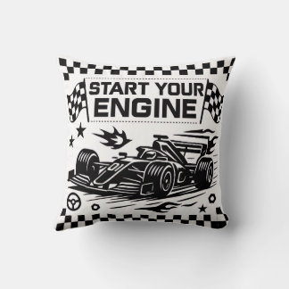 Almofada Start Your Engine Throw Pillow Gift for Racing Lov