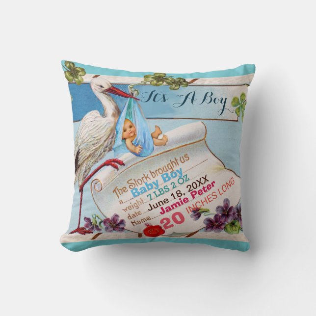 Almofada Stats de Bebê, Bebê e Camarões Florais (Frente)