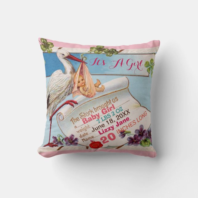 Almofada Stats de Bebê, Bebê e Camarões Floral (Frente)