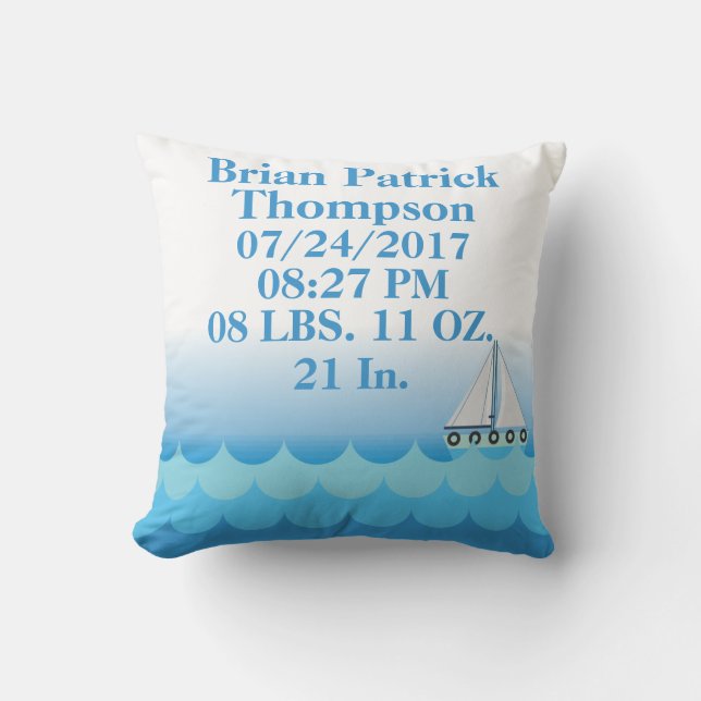Almofada Stats do nascimento do bebé da navigação do barco (Frente)