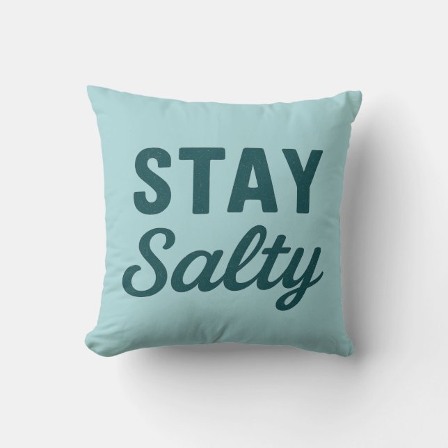 Almofada Stay Salty | Reversible Teal Sea Glass Beach House (Frente)