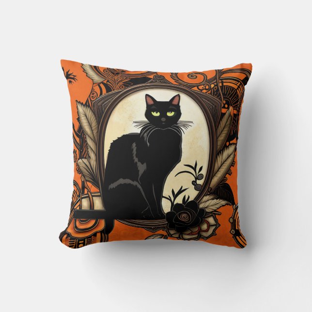 Almofada Steampunk Black Cat Halloween (Frente)