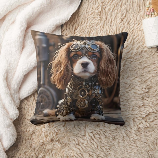 Almofada Steampunk Cavalier Spaniel Puppy, (Cobertor)