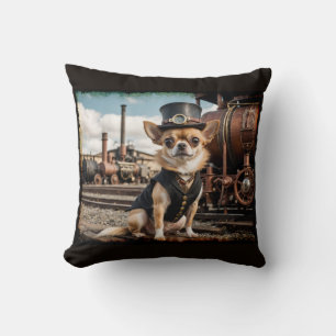 Almofada Steampunk Chihuahua e Train
