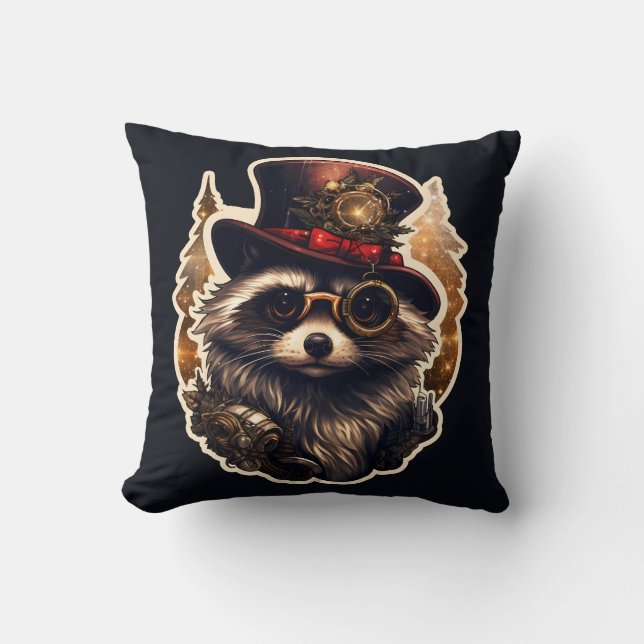 Almofada Steampunk Christmas Raccoon (Frente)