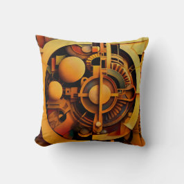 Almofada Steampunk Golden Mechanism Abstract
