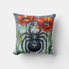 Almofada Steampunk Spider Stained Glass Poppies Eye Art