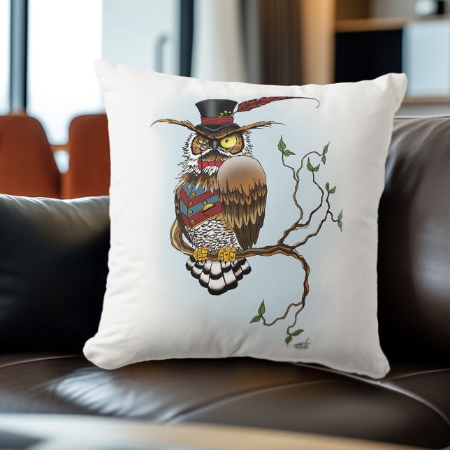 Almofada Steampunk Victorian Owl (Criador carregado)