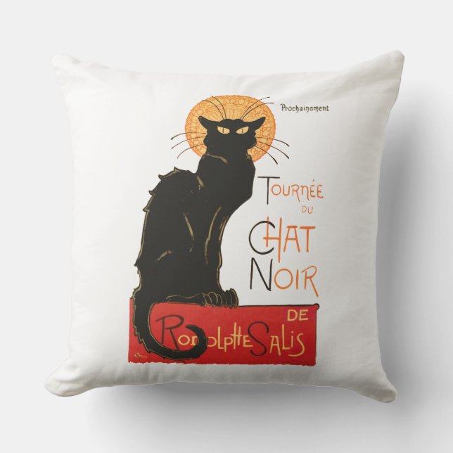 Almofada Steinlen Black Cat Classic French Trabalho de arte (Frente)