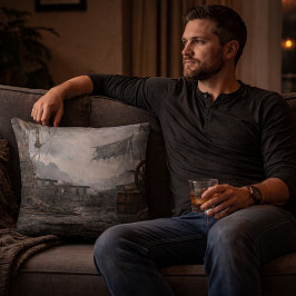 Almofada Storm Residue — Pirate Ship Aftermath Throw Pillow