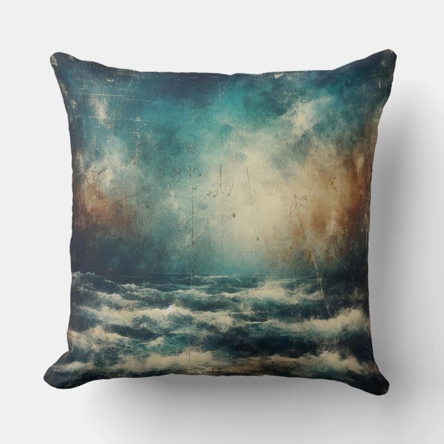 Almofada Stormy Blue Ocean Old Photograph (Frente)