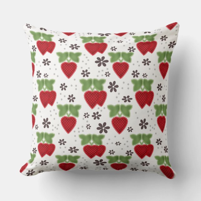 Almofada Strawberry applique on a white background retro  (Frente)