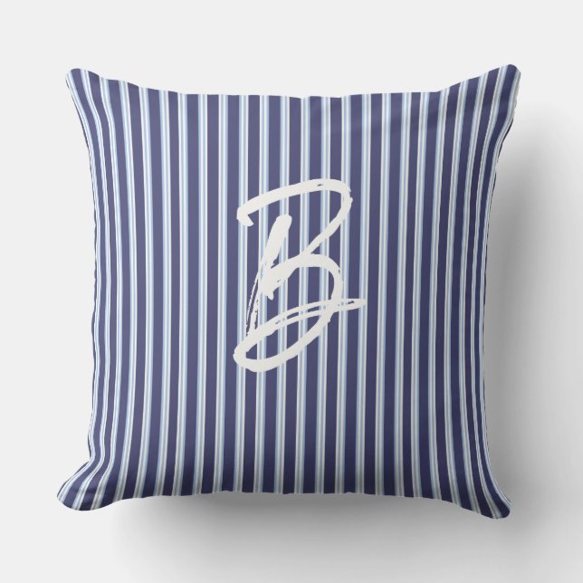 Almofada striped azul personalizada (Frente)