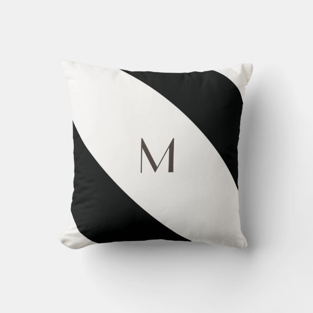 Almofada Striped (Preto e Branco) | Diagonal) Qualquer Tama (Frente)