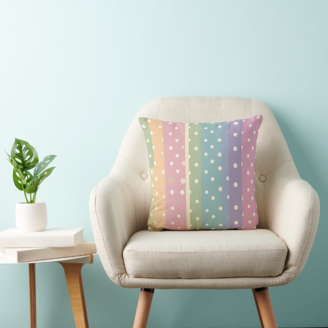 Almofada Stripes and Polka dots in Pastel shades (Cadeira)