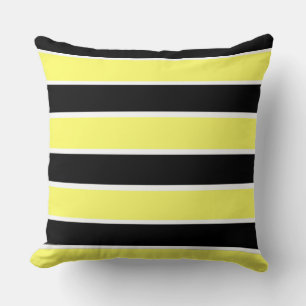 Almofada Stripes Pretas, Amarelas e Brancas