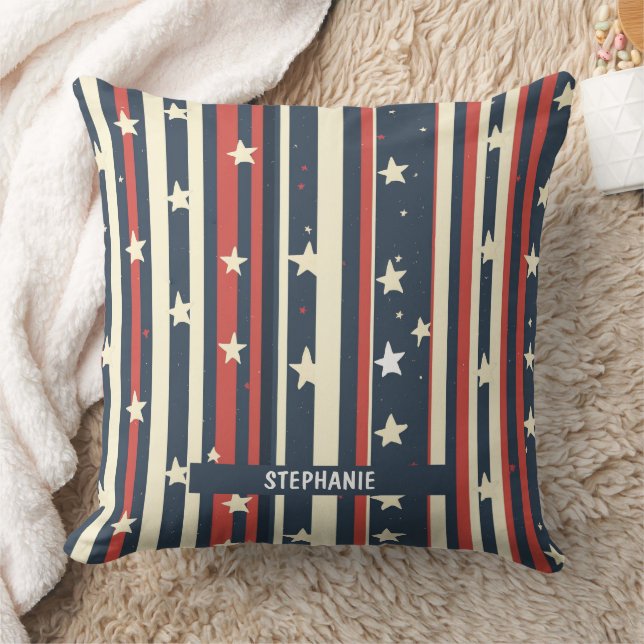 Almofada Stripes Vermelhos, Brancos e Azuis com Estrelas (2 (Cobertor)