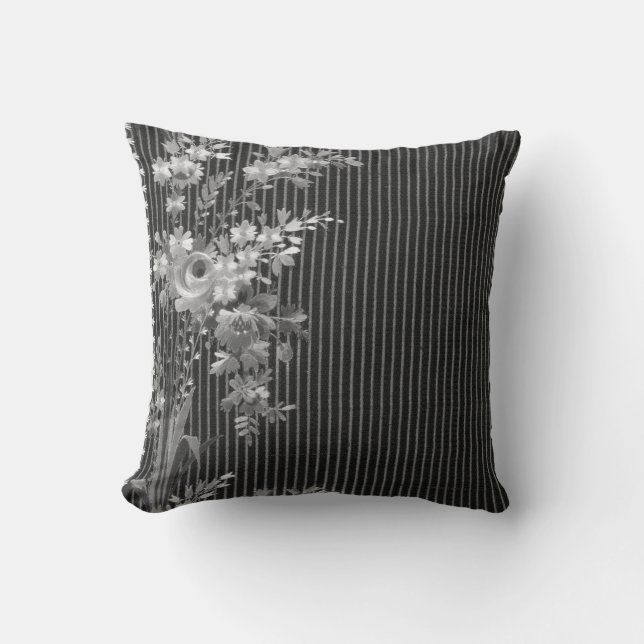 Almofada Stripes Vintage Floral Cushion Brocade (Frente)