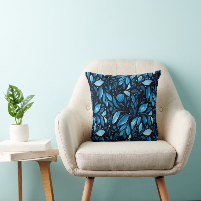 Almofada Stroll Blue Botanon Black (Cadeira)