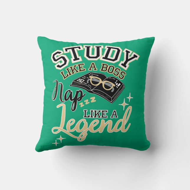 Almofada Study Like a Boss, Nap Like a Legend, College gift (Verso)