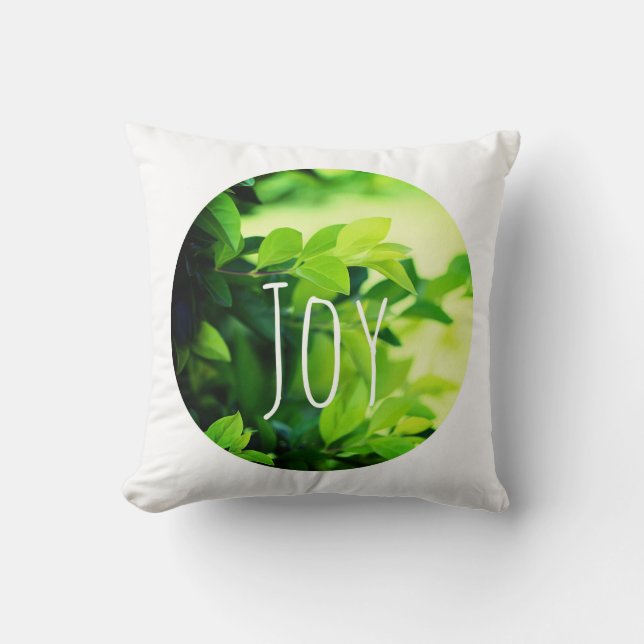 Almofada Stylish Folhas Verdes Minimalismo Alegria (Frente)