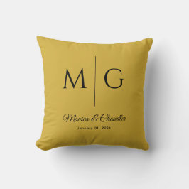 Almofada Stylish Monogram With Couple Name Metallic Gold