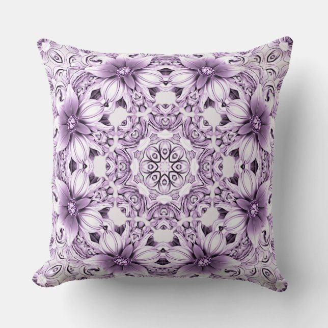 Almofada Stylish Purple Flowers Throw Pillow (Frente)