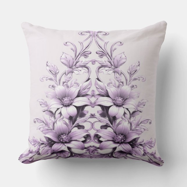 Almofada Stylish Purple Flowers Throw Pillow (Frente)