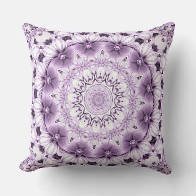 Almofada Stylish Purple Flowers Throw Pillow (Frente)