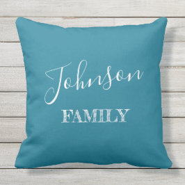 Almofada Sua Família Azul Azul e Branco Personalizada