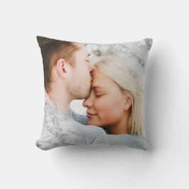 Almofada Sua Foto: Marble Branco Personalizado