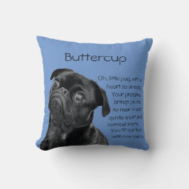Almofada Sua Foto ou Use Nosso Cachorrinho Pug Preto Fofo &