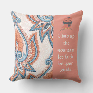 Almofada Suba na montanha Paisley Peach/Travesseiro azul