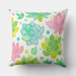 Almofada Succulent garden in pastel watercolor pattern