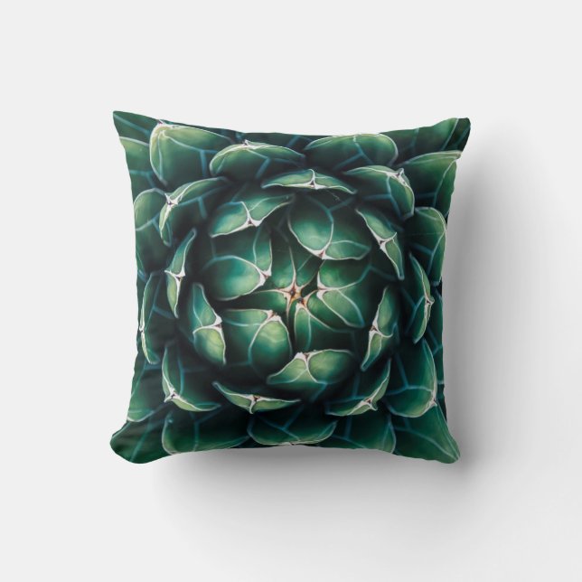 Almofada Succulent verde & branco (Frente)
