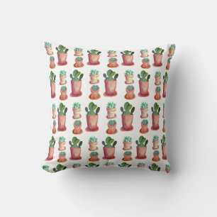 Almofada Succulents e cactos no fundo branco