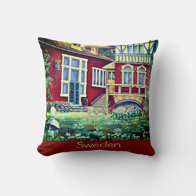 Almofada Suecia, Paisagem Vermelha Falun Picturesca. (Frente)