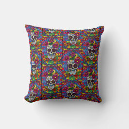 Almofada Sugar Skull Art - Floral Fiesta